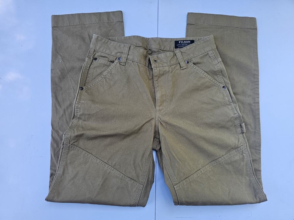 Filson Pants Womens 4 (~30x29) Green Brown Double Knee Canvas Outdoor Work Pants